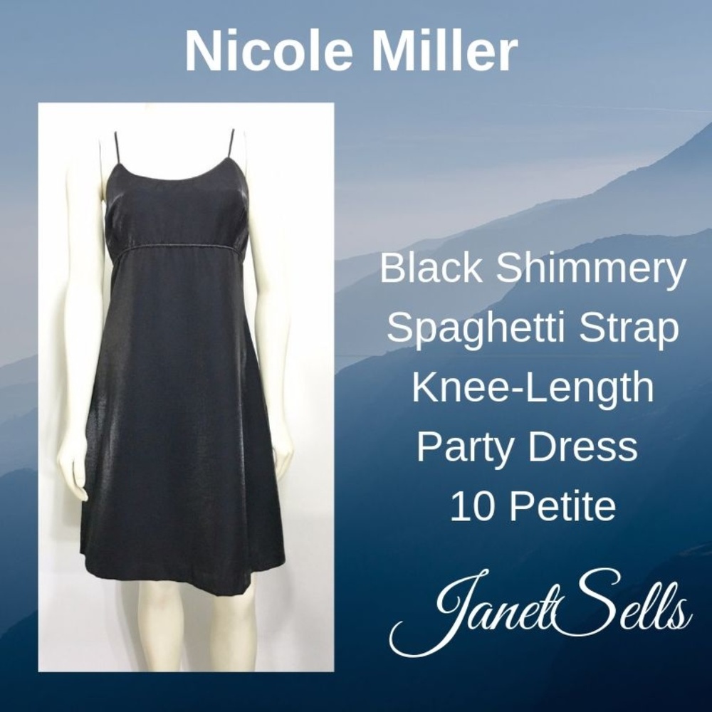 Nicole Miller Petite 10 Black Shimmery Party Dress
